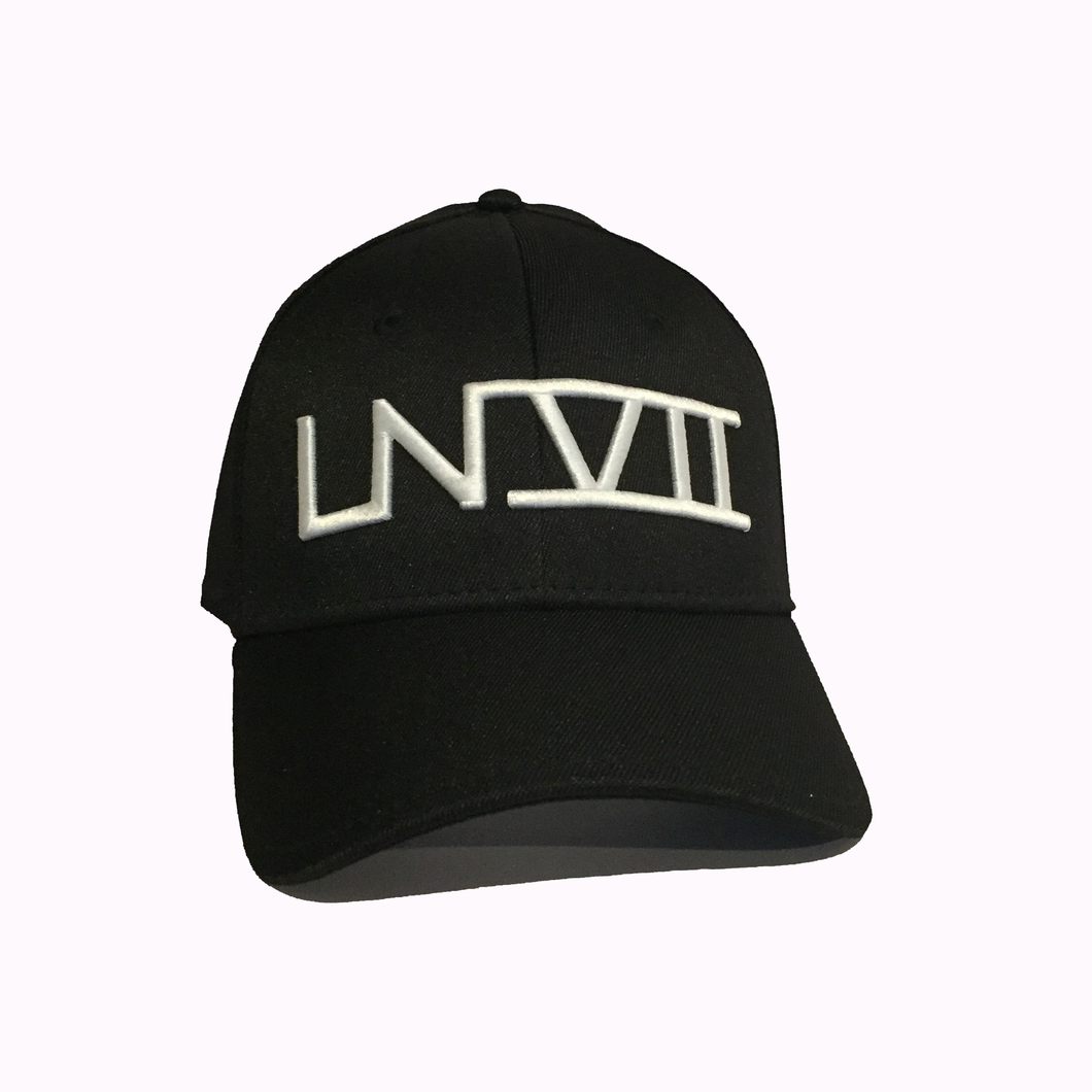 LNVII Fitted Logo Cap, White On Black